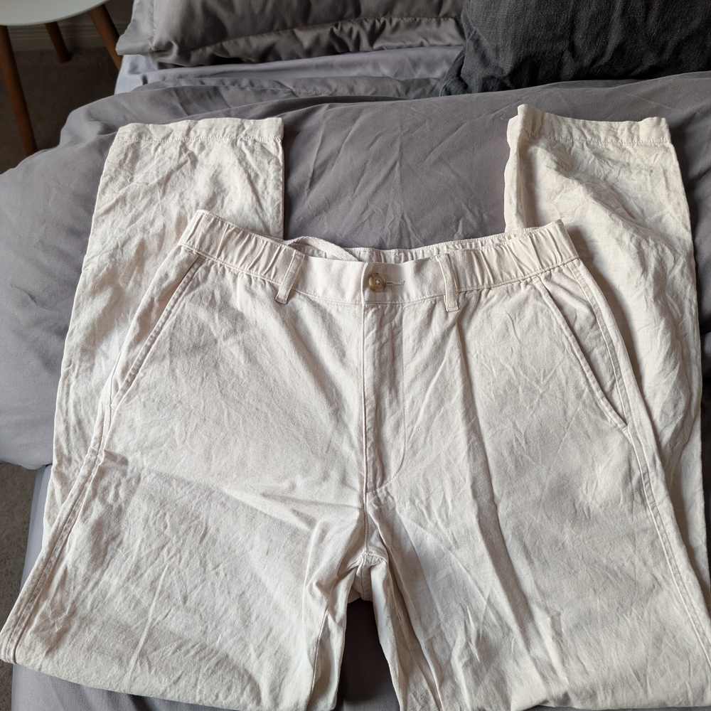 Uniqlo Linen-Blend Off-White Pants